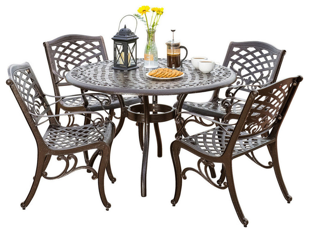 Covington Sarasota Traditional Outdoor 4-Seater Cast Aluminum Dining Set
