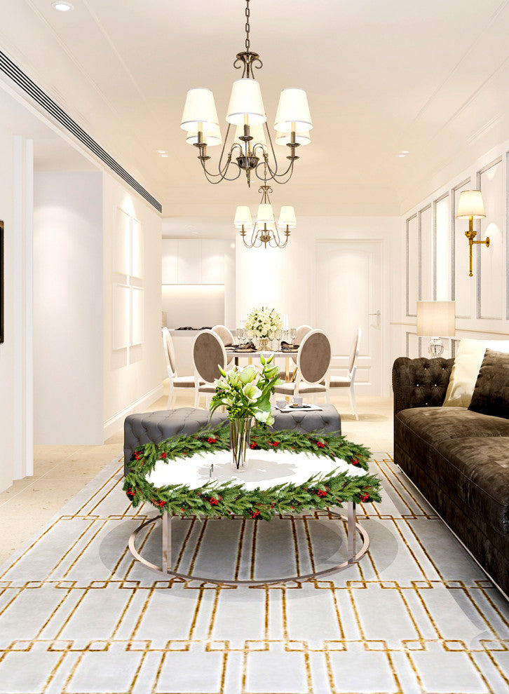 Serene Spaces Living 9ft Faux Pine Garland With Red Berries and Mini Pinecones