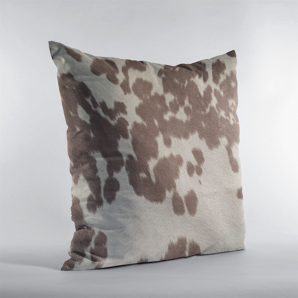 Plutus Brown Cowhide Animal Luxury Throw Pillow, 20"x20"