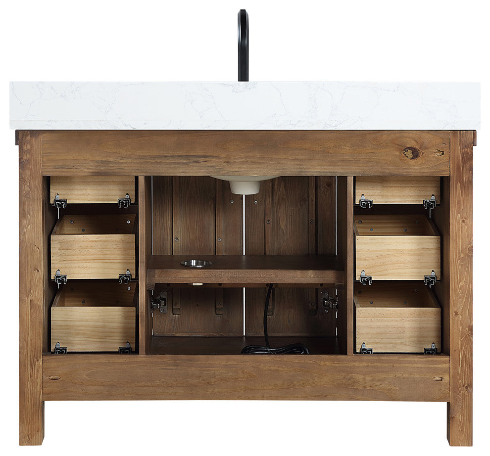 Javier Bath Vanity, Composite Stone Top, Antique Gray, 48", Single Vanity, No Mirror