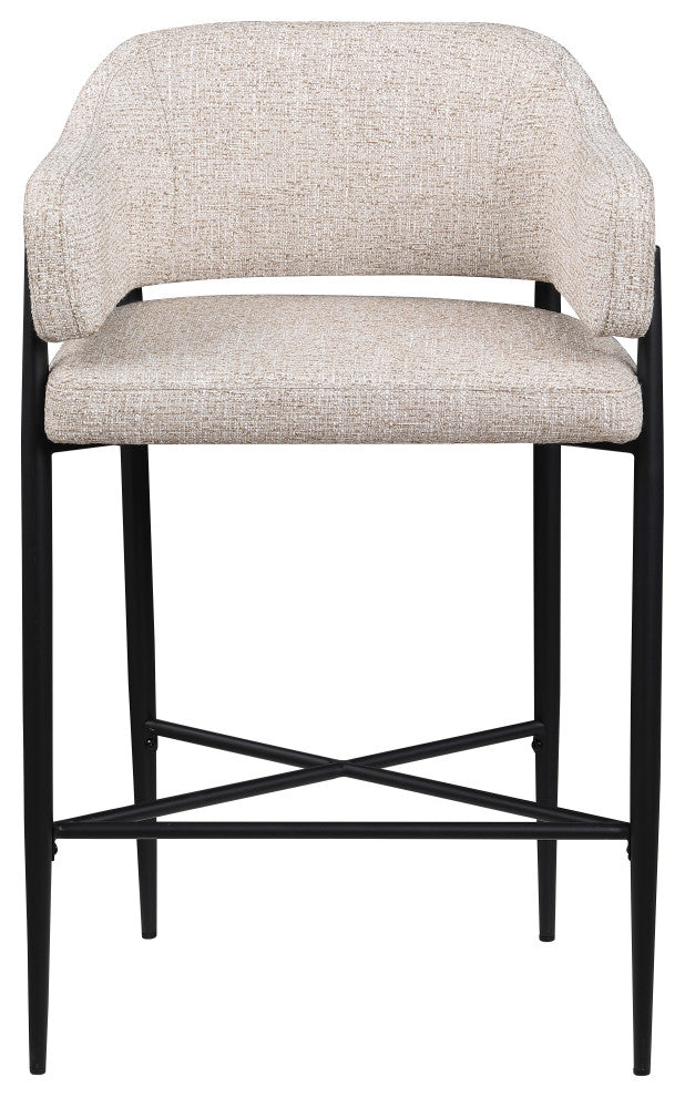 Dame Upholstered Bar and Counter Stool, Beige