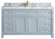 Paris 60" Single Sink Bathroom Vanity, Blue Heather 2" Calacatta Poannazo
