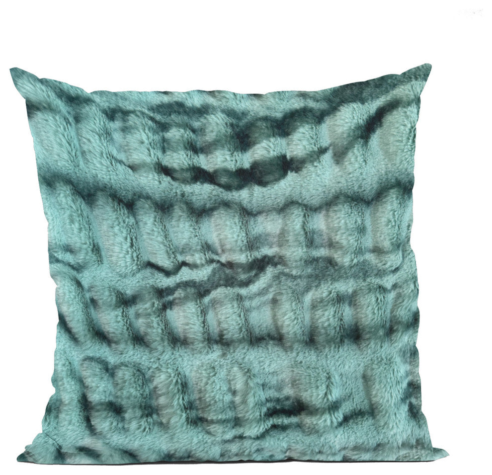 Plutus Teal Sherpa Faux Fur Luxury Throw Pillow, Teal, 22" x 22"