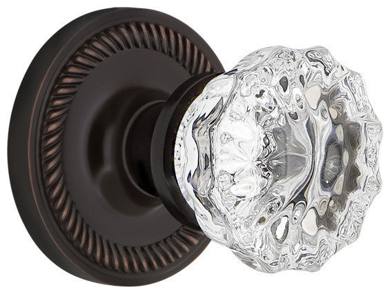 Single Rope Rosette With Crystal Knob, Oil-Rubbed Bronze, Timeless Bronze, Singl