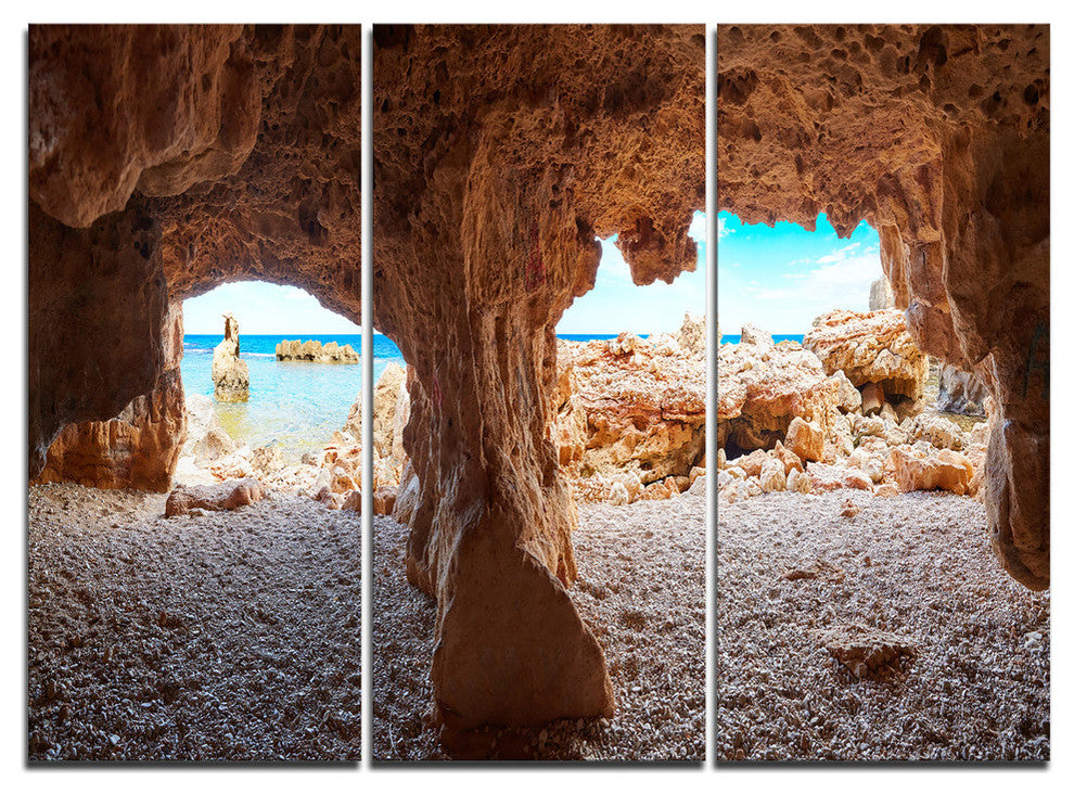 "Denia Las rotas Beach Caves" Metal Wall Art, 3 Panels, 36"x28"