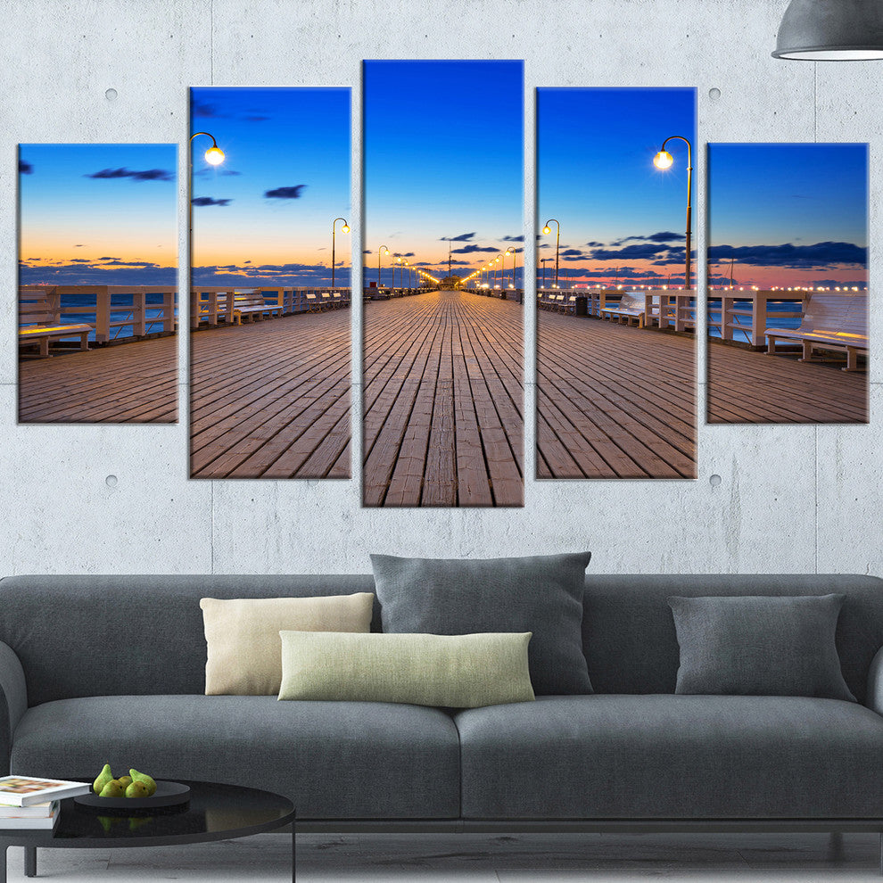 "Molo in Sopot at Baltic Sea" Canvas Print, 5 Panels