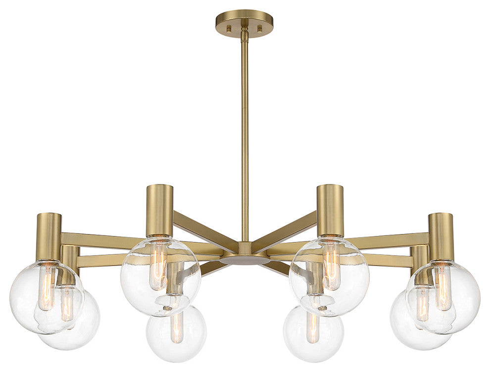 Wright 8-Light Chandelier, Matte Black, Warm Brass