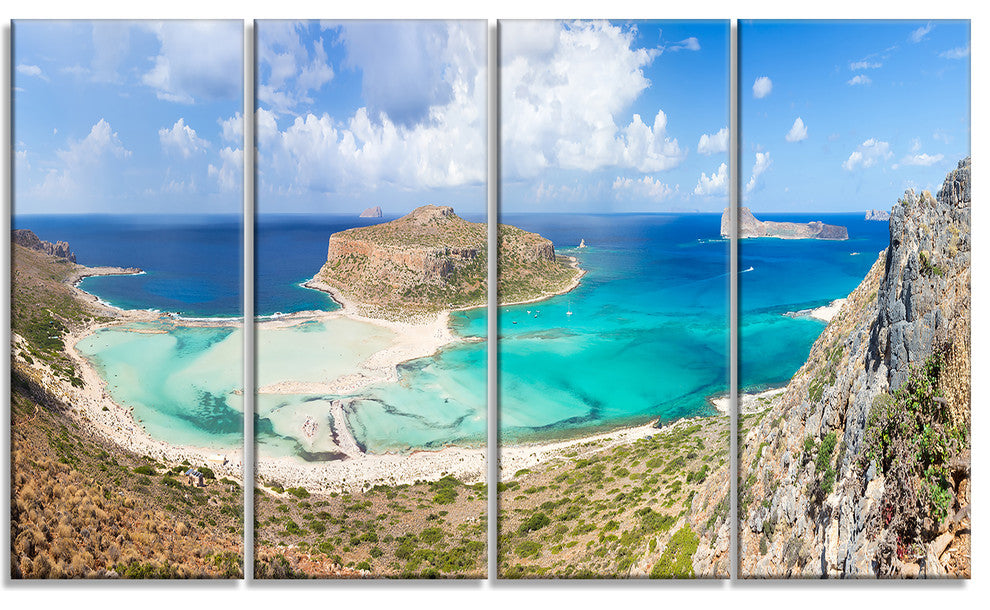 "Balos Beach At Crete Island Greece" Oversized Beach Wall Art, 4 Panels, 48"x28"