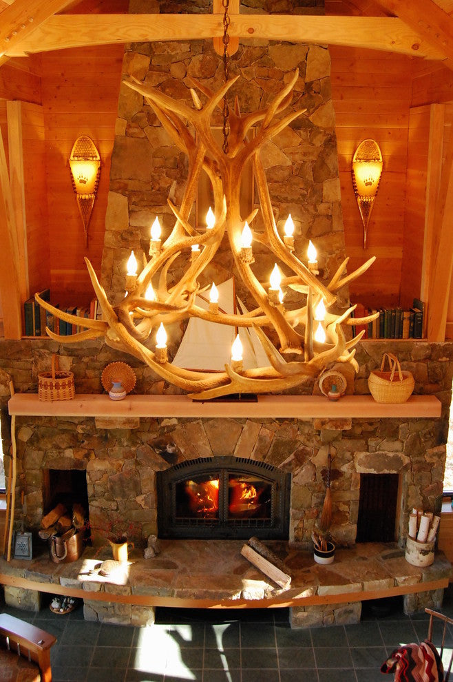 Real Antler Elk Royal Crown Deer Chandelier Light