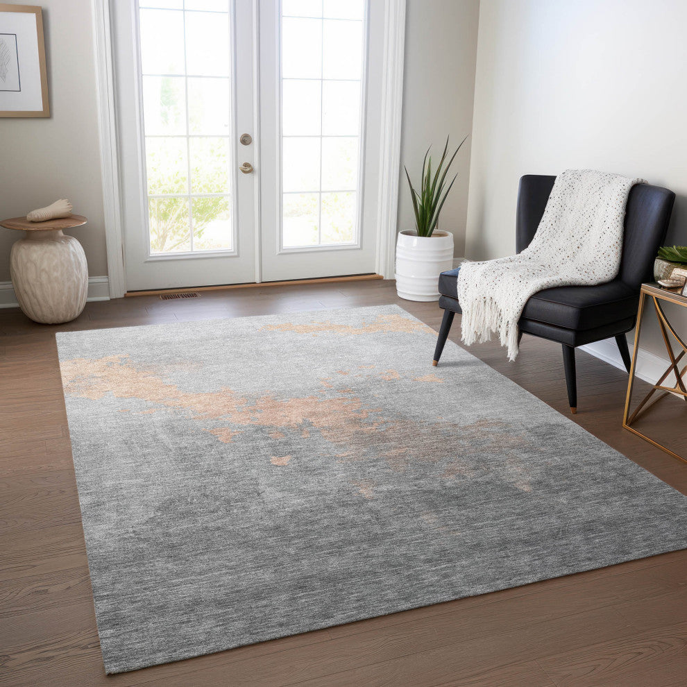 Machine Washable Indoor/Outdoor Chantille ACN1881 Peach 9' x 12' Rug