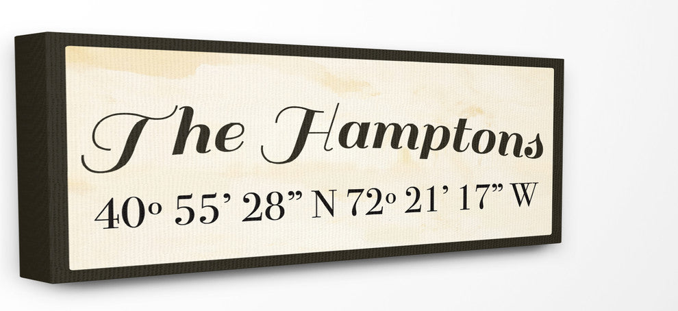 Wood Cursive City Coordinates The Hamptons Stretched Canvas Wall Art, 10x24