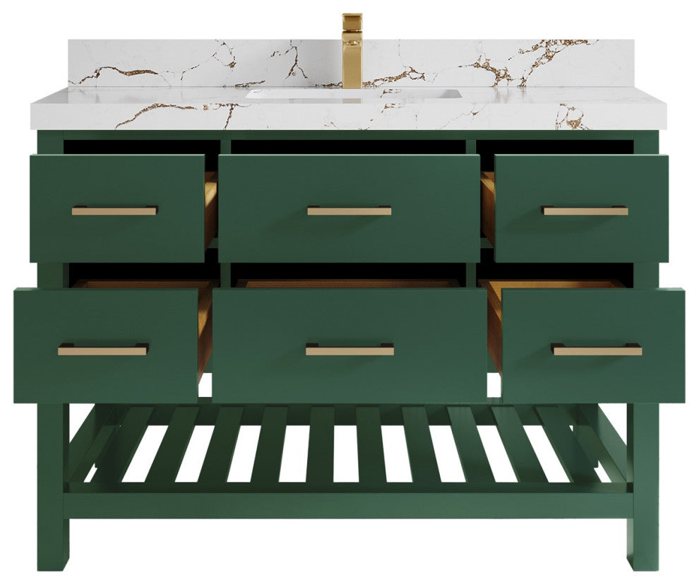 Parker 48" Single Sink Bath Vanity, Lafayette Green 2" Viola Brown