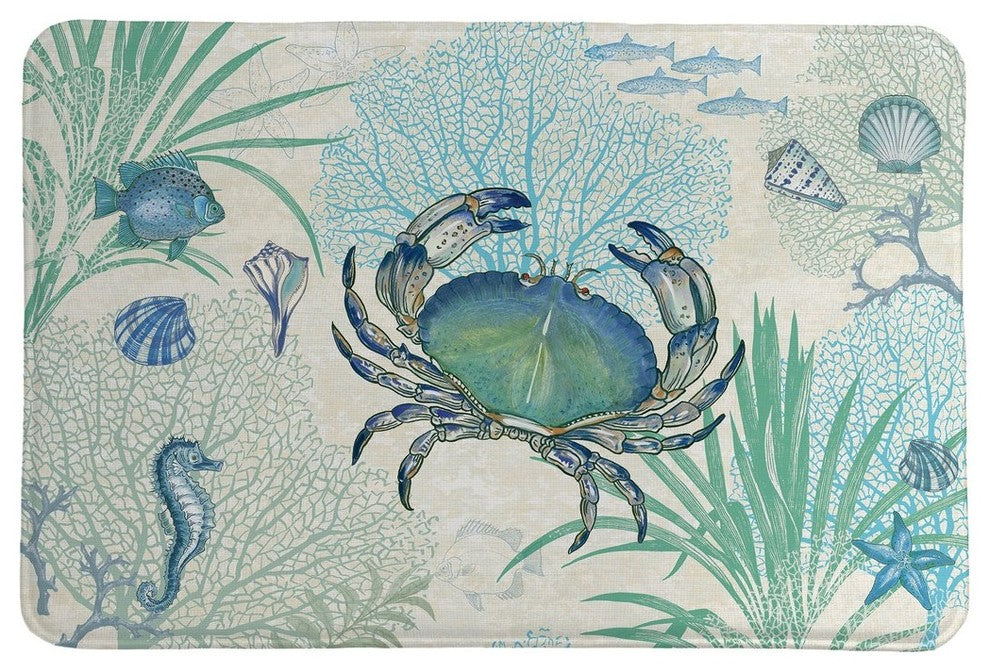 Laural Home Blue Crab Memory Foam Rug