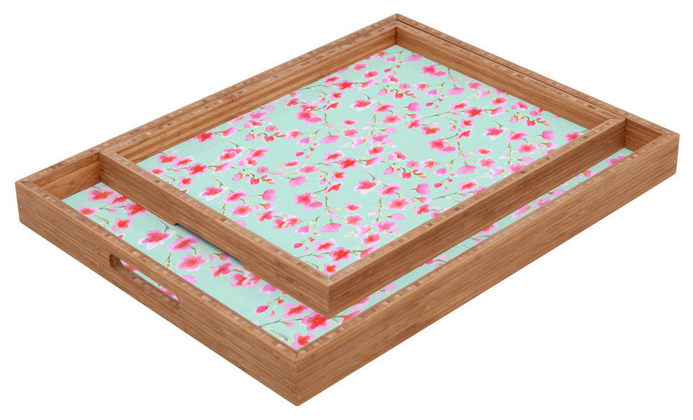 Deny Designs Jacqueline Maldonado Cherry Blossom Mint Rectangular Tray