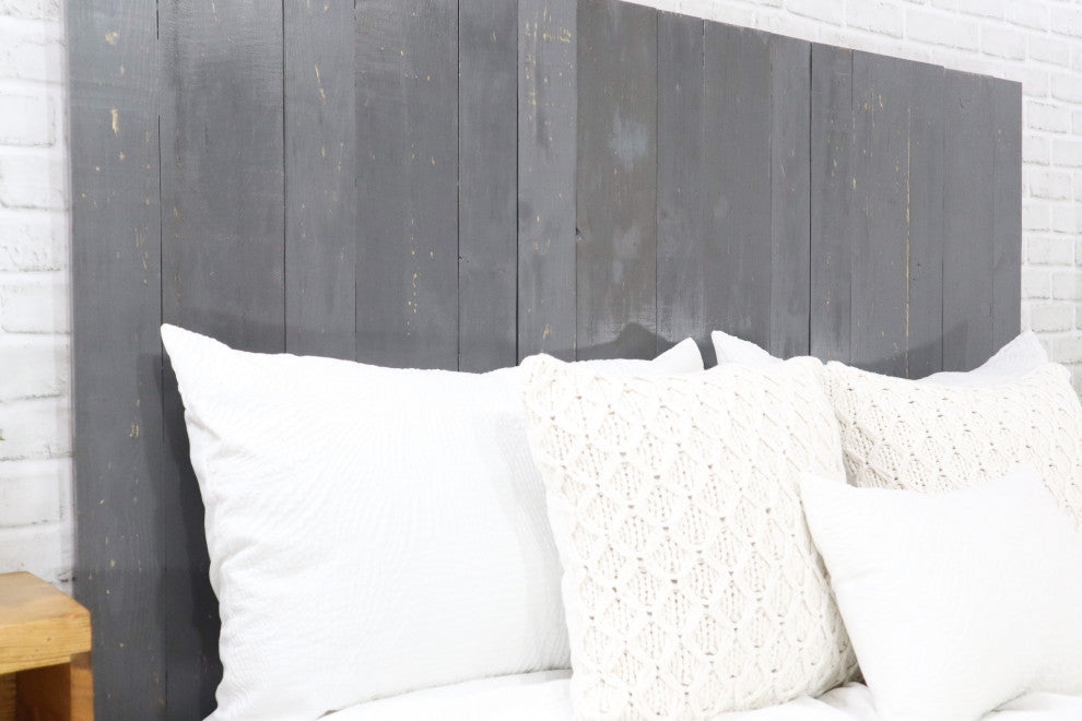 Handcrafted Headboard, Leaner Style, Gray, Twin