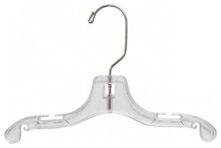 Plastic Baby Top Hanger, Clear, Chrome Finish, Set of 100