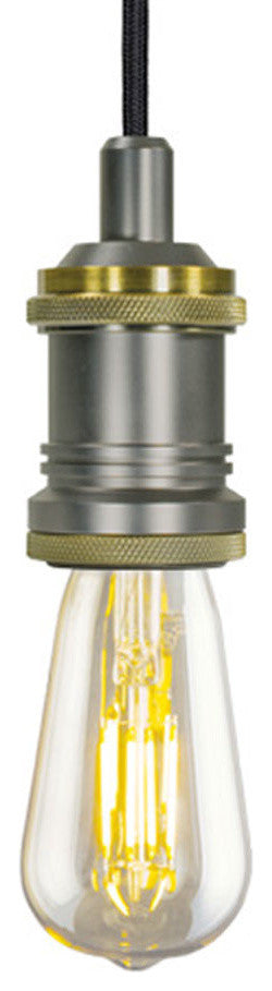 Light Line Voltage Vintage Led Pendant And Canopy Kit, Graphite With Brass Accen