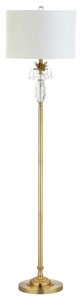 Adalyn 61" Crystal and Metal Floor Lamp, Clear and Brass Gold