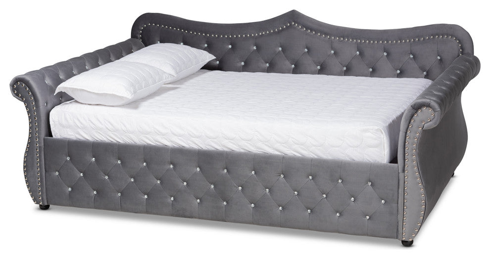 Montenam Velvet Daybed, Gray, Queen