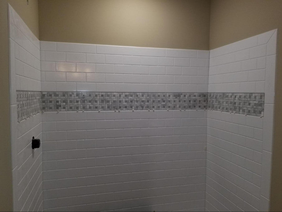 Carrara White Pinwheel Mosaic Venato Marble Tile Gray Dots Polished, 1 sheet