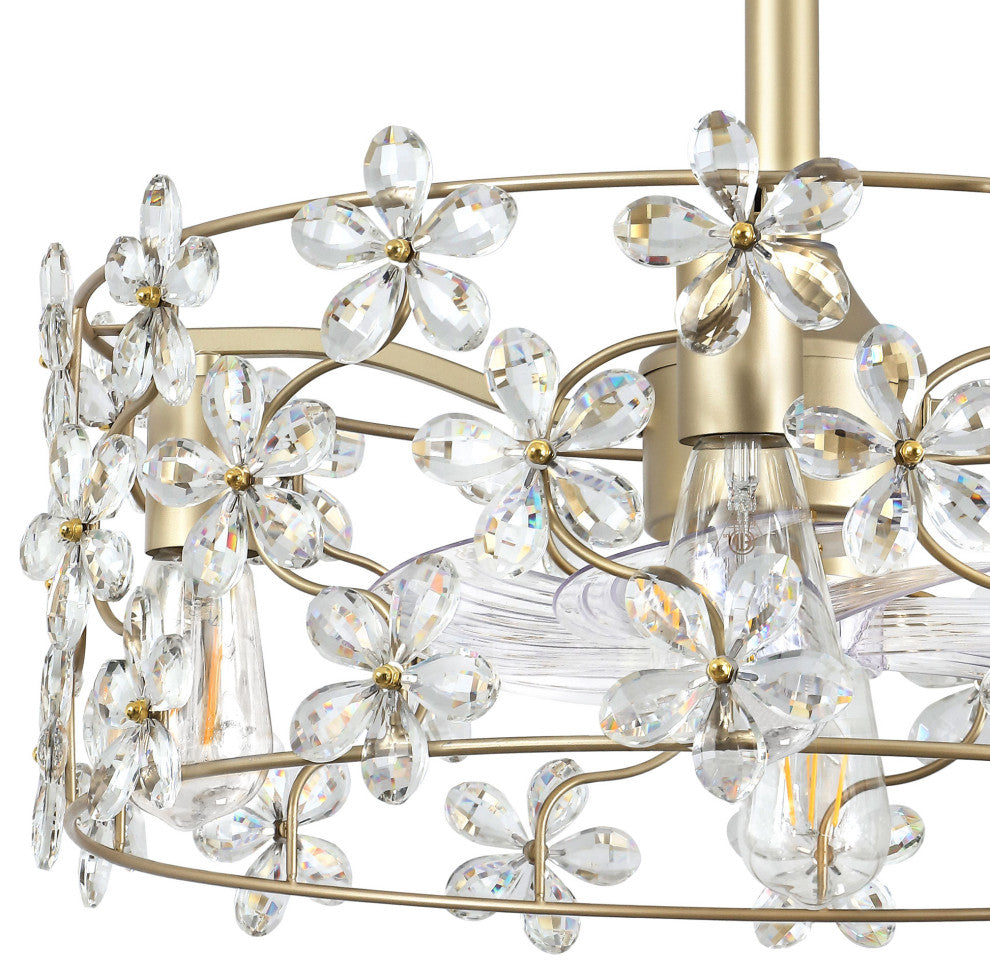 GetLedel 18" Modern Glam Crystal Ceiling Fan With Remote and Light