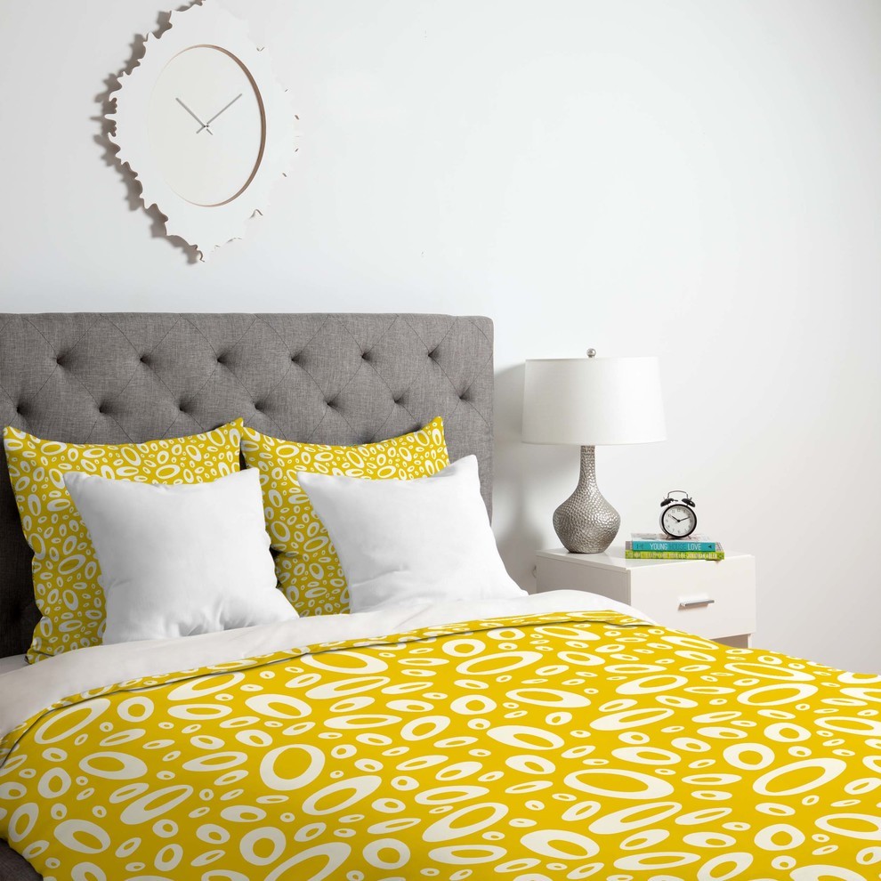 Deny Designs Heather Dutton Molecular Yellow Duvet Cover - Lightweight