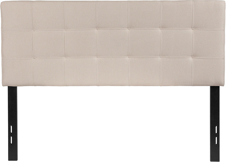 Bedford Tufted Upholstered Full Size Headboard in Beige Fabric