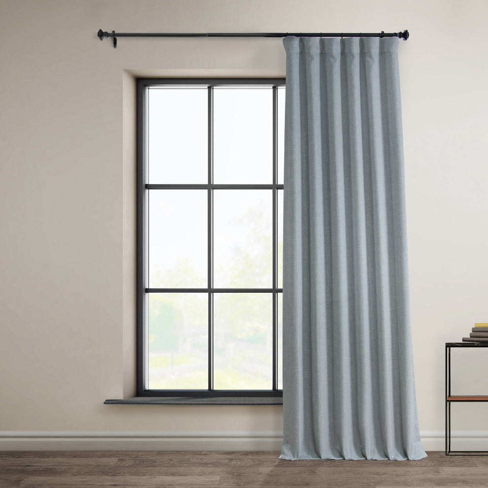 Faux Linen Darkening Curtain Single Panel, Heather Gray, 50"x108"