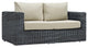 Modway Summon Outdoor Patio Sunbrella Loveseat, Canvas Antique Beige