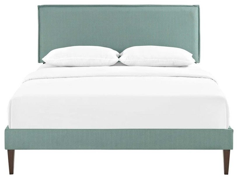 Modway Camille Queen Fabric Platform Bed With Squared Tapered Legs, Laguna