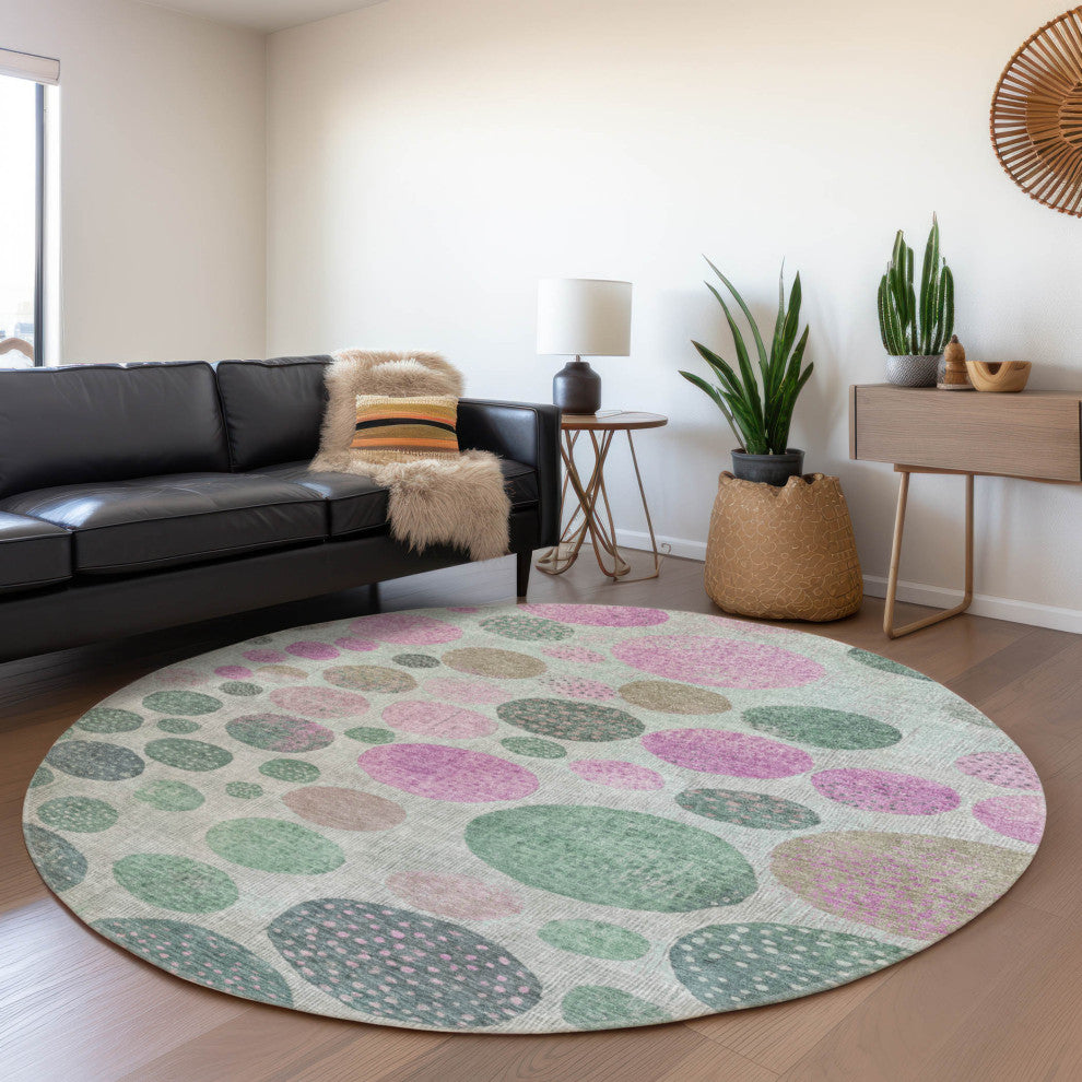 Machine Washable Indoor/Outdoor Chantille ACN1899 Sage 8' x 8' Round Rug