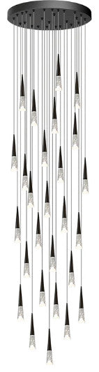 Modern Simple Crystal Staircase Chandelier Light, 1 Light, Black