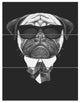 Pug Dog Portrait in Suit, Animal Triptych Canvas Art Print, 28x36, 3 Panels