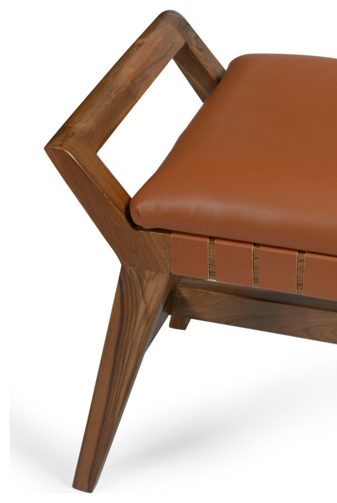 Robertson Recycled Teak Leather Bench