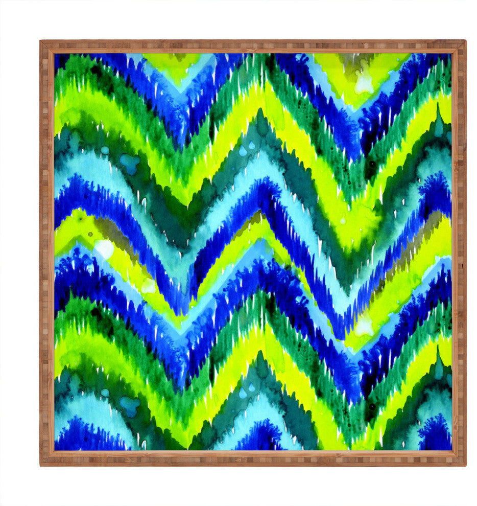 Deny Designs Cayenablanca Green Chevron Square Tray