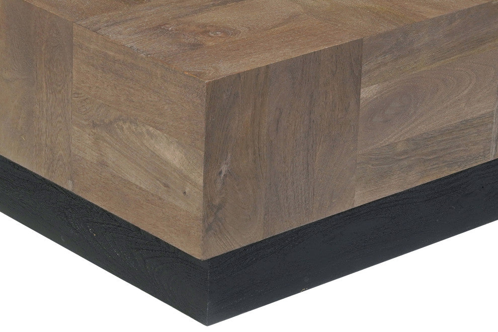 Camilla 2-piece Solid Wood Living Room Table Set, Dark Brown, Square