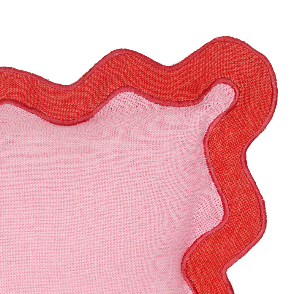 Scalloped Throw Pillow, Rust, Pink