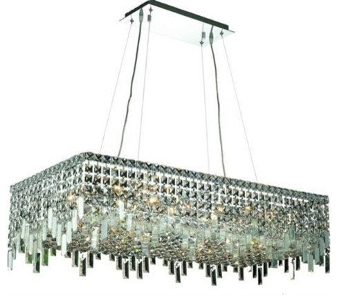Elegant Maxim Dining Room Light, Chrome Finish With Royal Cut Crystal