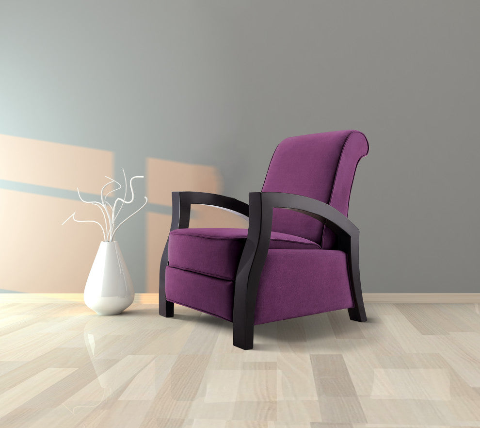 Artiva USA Wood Java Black Premium Microvelvet Recliner, Purple