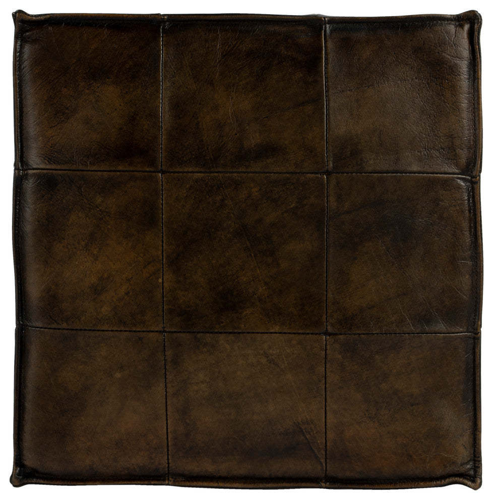 Butler Leon Dark Brown Leather Ottoman