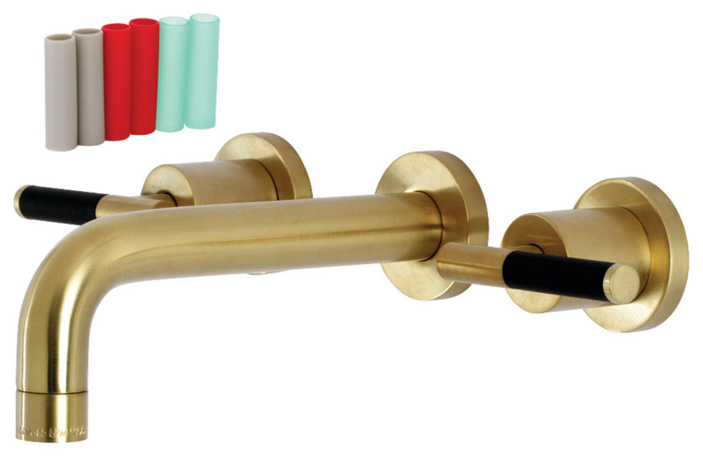 Kingston Brass KS8127CKL Two-Handle Wall Mount Bathroom Faucet, Brushed Brass