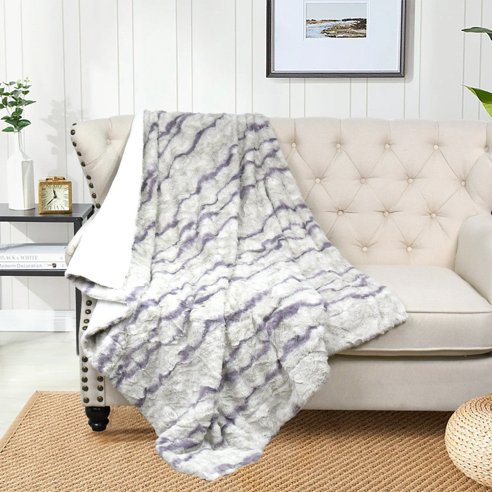 Elite Faux Fur Throw Blanket With Sherpa Backing, Calla, 50" X 60"