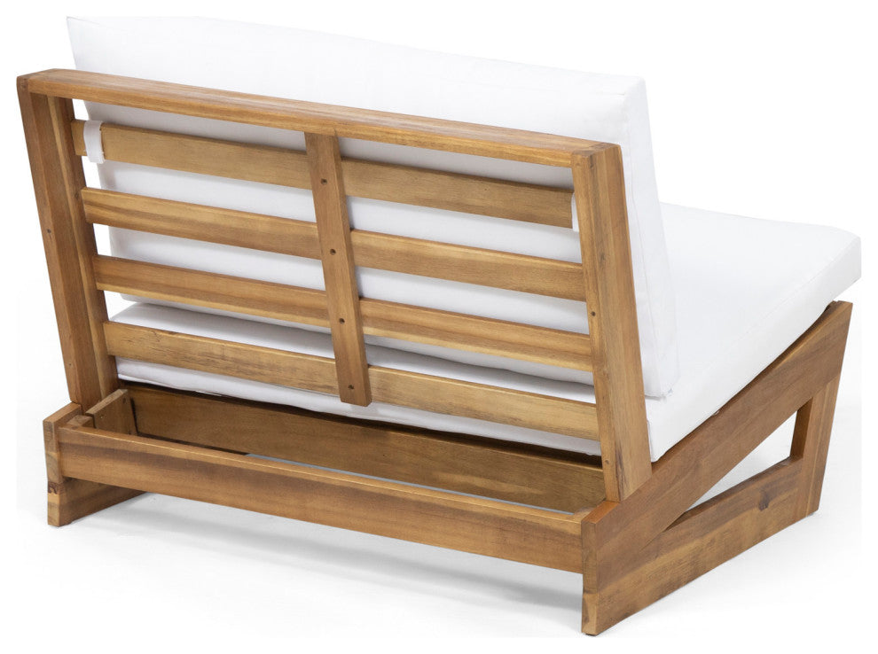 Emma Outdoor Acacia Wood Club Chairs With Cushions, Set of 2, White