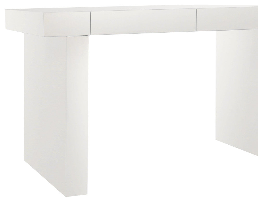Clara Glossy White Lacquer Desk