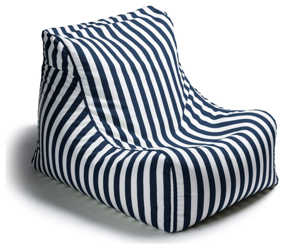 Ponce Outdoor Patio Bean Bag Lounger, Navy Stripes