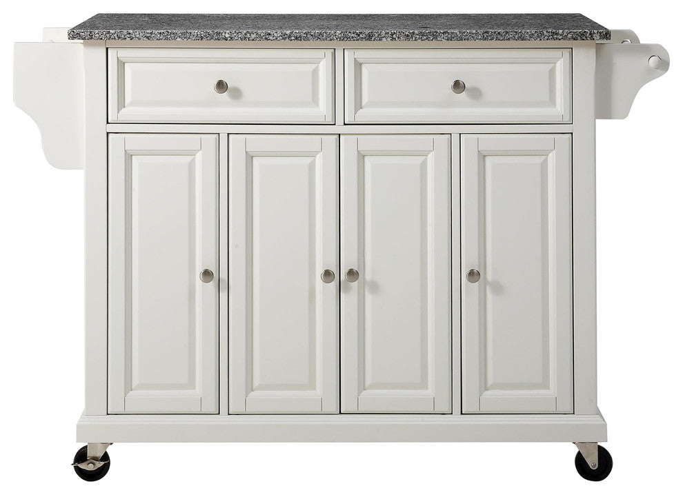 Crosley Furniture Wood/Solid Granite Kitchen Cart in White/Gray