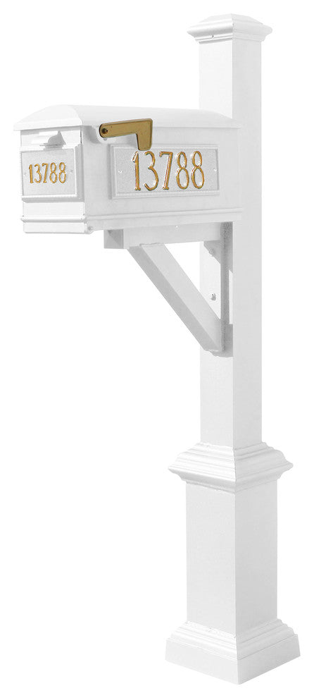 Westhaven System-Mailbox, 3 Cast Plates, Square Base, Pyramid Finial, White