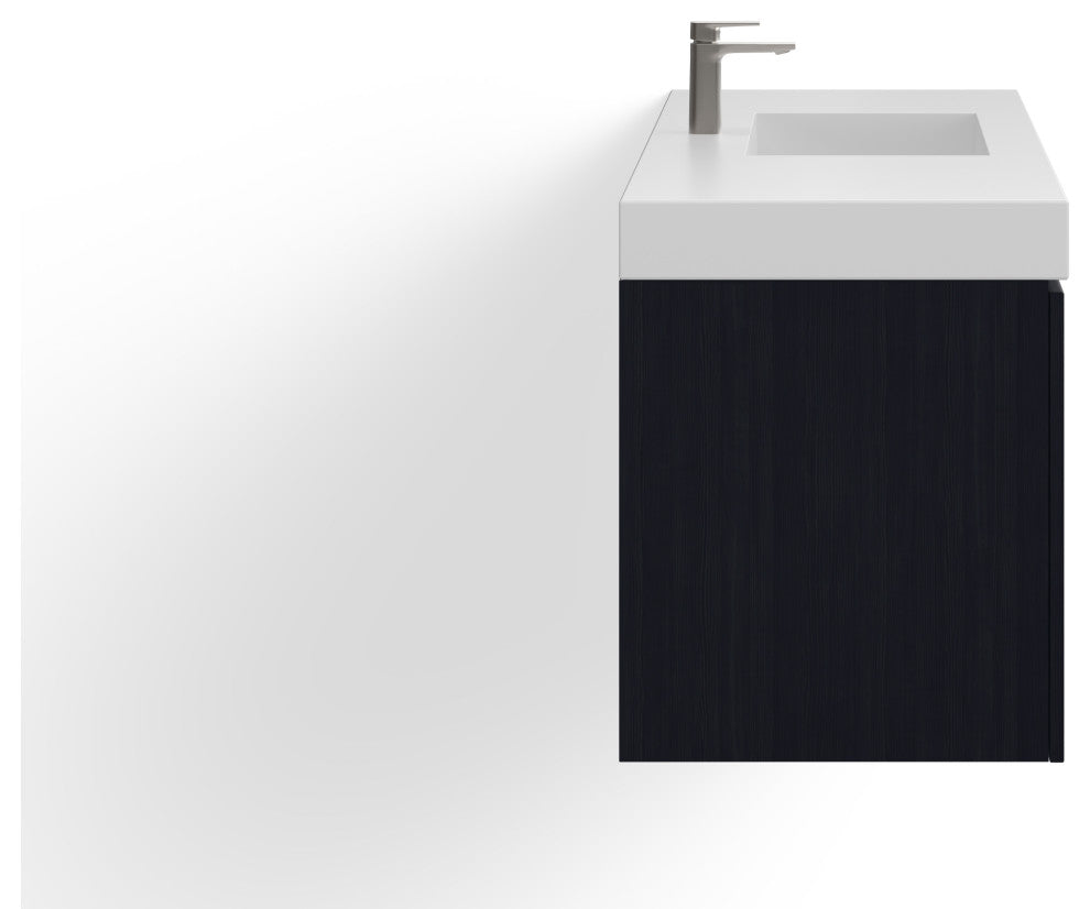 Boutique Bath Vanity, Black, 60", Single Sink, Wall Mount