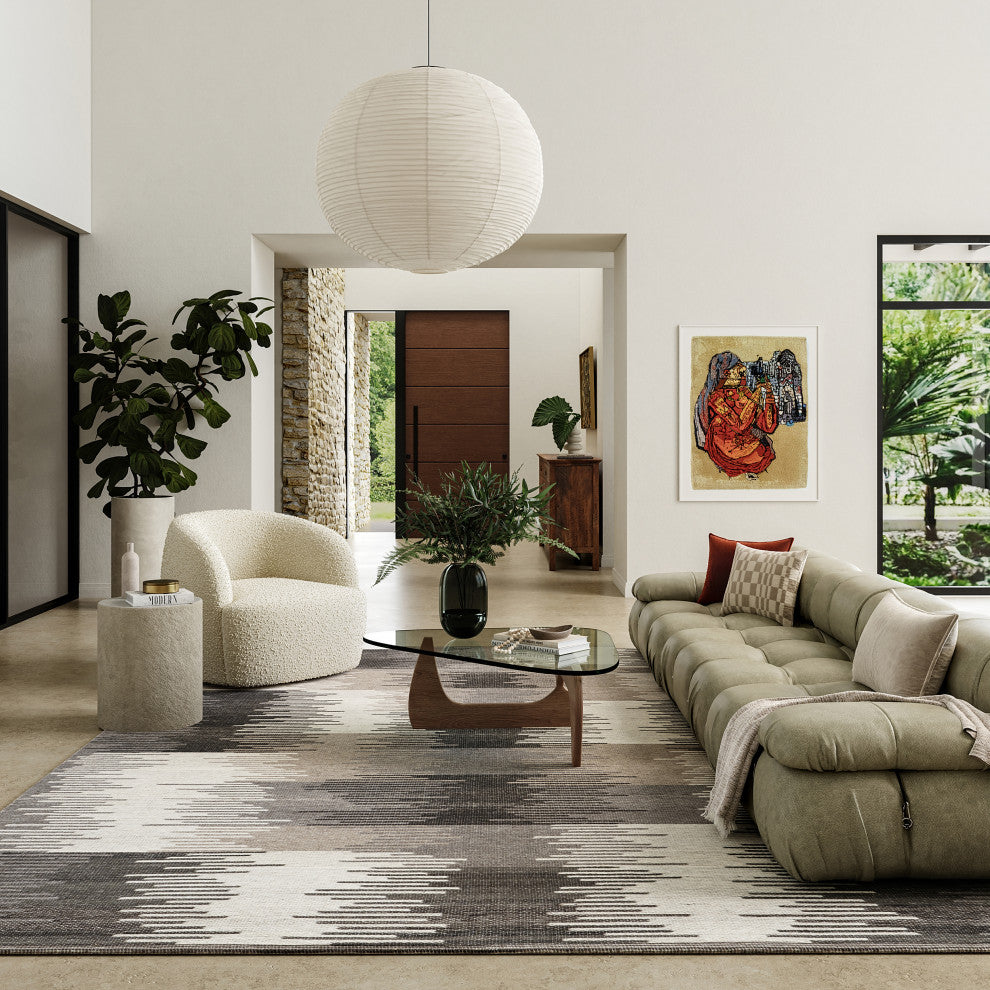 Memento Abstract Reversible Wool Area Rug, Charcoal 3' x 5'