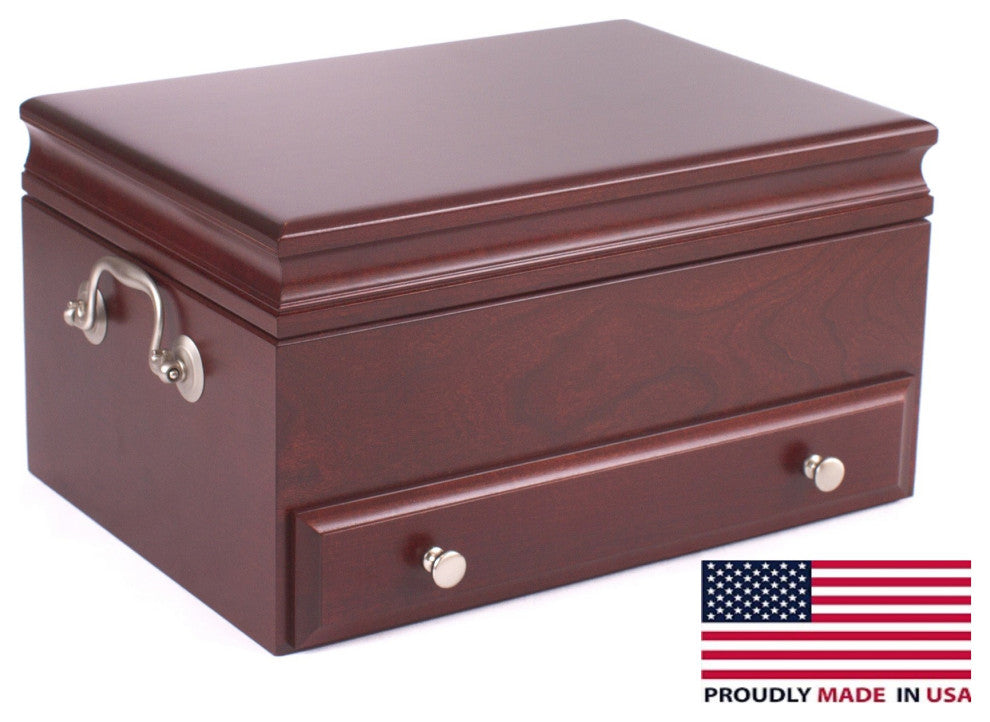 Contessa Jewel Chest, Solid American Cherry Hardwood, Rich Mahogany